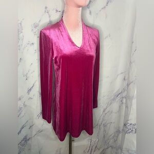 Chico's Fuchsia Velvet Tunic long sleeve top Sz XS